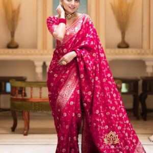 rand: C J Enterprise C J Enterprise Women's Pure Kanjivaram Soft Silk Saree Banarasi Style Sarees For Wedding With Blouse Piece (Pari-165)