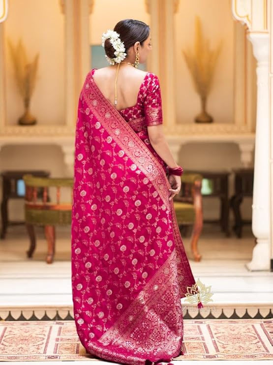 rand: C J Enterprise C J Enterprise Women's Pure Kanjivaram Soft Silk Saree Banarasi Style Sarees For Wedding With Blouse Piece (Pari-165) - Image 6