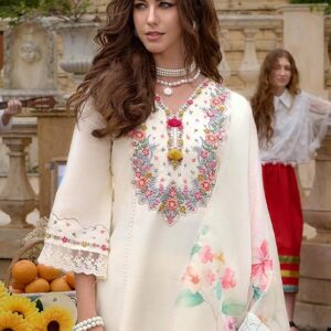 INDO ERA Women's Silk Blend Embroidered A-Line Kurta and Pant with Dupatta Set (Ieout6682)