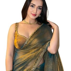 Sidhidata Women's Soft Zimmy Choo Fandy Silk Saree With Hand Work Lace Boarder & Comes With Unstitched Blouse Piece (Chhaava)